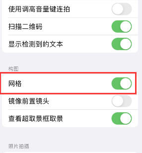 通榆苹果手机维修网点分享iPhone如何开启九宫格构图功能