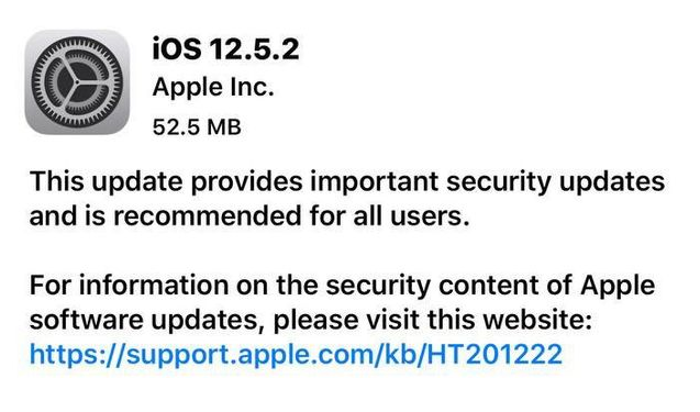 通榆苹果手机维修分享iOS12.5.2发布，建议所有老苹果用户安装 